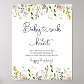 Wildblumen Babysocke jagen Babydusche Poster (Vorne)