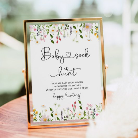 Wildblumen Babysocke jagen Babydusche Poster