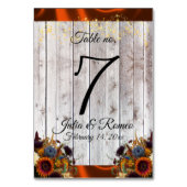 Wildblumen, Bänder und Leuchten - Kupfer Tischnummer (Rückseite)