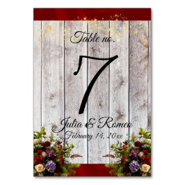 Wildblumen, Bänder und Lichter - rot Tischnummer