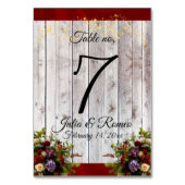 Wildblumen, Bänder und Lichter - rot Tischnummer (Rückseite)