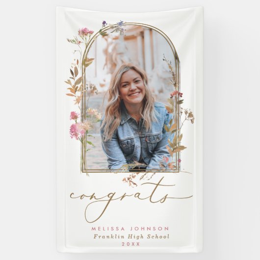 Wildblumen Banner der Foto Graduation Party (Vertikal)