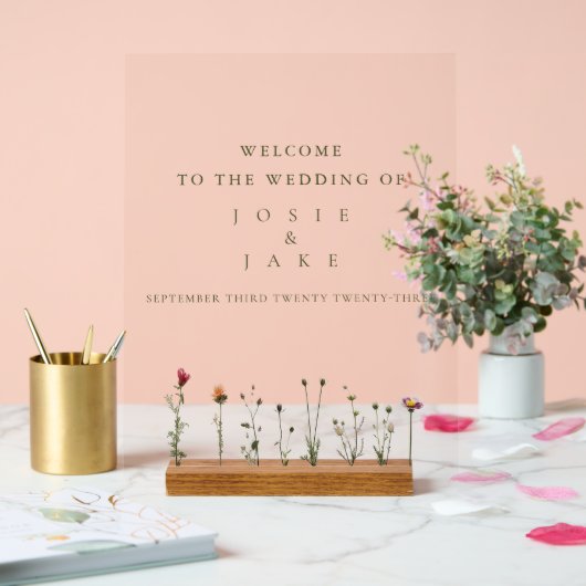 Wildblumen Begrüßungszeichen Acrylschild (Hochzeit)