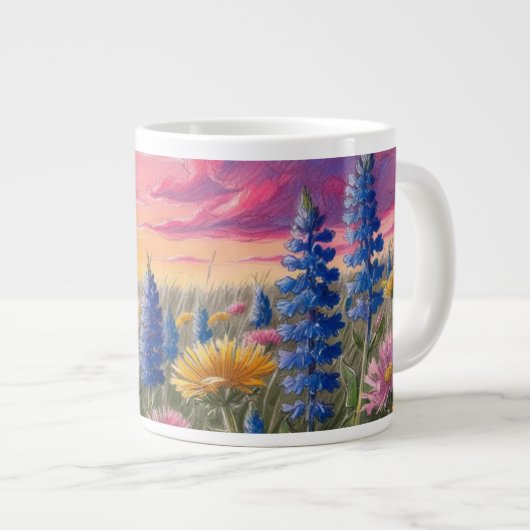 Wildblumen bei Sonnenaufgang Jumbo-Tasse (Vorderseite Rechts)