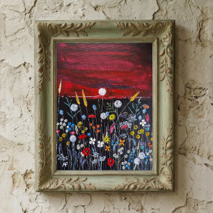 Wildblumen bei Sonnenuntergang Gemälde von Alfred Leinwanddruck