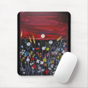 Wildblumen bei Sonnenuntergang Gemälde von Alfred Mousepad