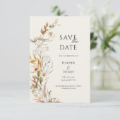 Wildblumen Beige Boho Botanisch Save The Date (Stehend Vorderseite)
