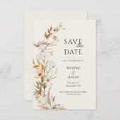 Wildblumen Beige Boho Botanisch Save The Date (Vorne/Hinten)