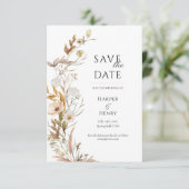 Wildblumen Beige Boho Botanisch Save The Date (Stehend Vorderseite)
