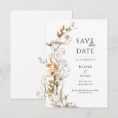 Wildblumen Beige Boho Botanisch Save The Date (Vorne/Hinten)