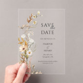 Wildblumen Beige Boho Botanisch Save the Date Acryleinladungen (Insitu (Handheld))