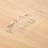 Wildblumen Beige Boho Botanisch Save the Date Acryleinladungen (Ablage )