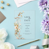 Wildblumen Beige Boho Botanisch Save the Date Acryleinladungen (In Situ (Hochzeit))