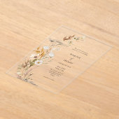 Wildblumen Beige Boho Botanische Hochzeit Acryleinladungen (Ablage )