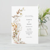 Wildblumen Beige Boho Botanische Hochzeit Einladung (Stehend Vorderseite)
