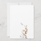 Wildblumen Beige Boho Botanische Hochzeit Einladung (Rückseite)