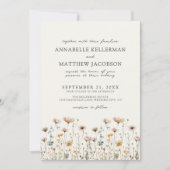 Wildblumen Beige Boho Florale Hochzeit Einladung (Vorderseite)