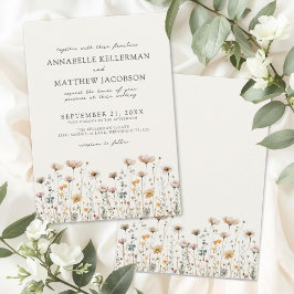 Wildblumen Beige Boho Florale Hochzeit Einladung