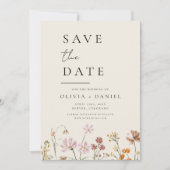 Wildblumen Beige Boho Save the Date Minimalistisch (Vorderseite)