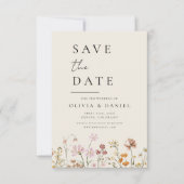 Wildblumen Beige Boho Save the Date Minimalistisch (Vorderseite)