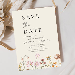Wildblumen Beige Boho Save the Date Minimalistisch