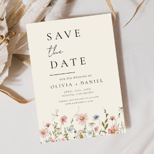 Wildblumen Beige Boho Save the Date Minimalistisch