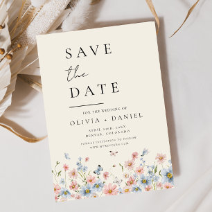 Wildblumen Beige Boho Save the Date Minimalistisch