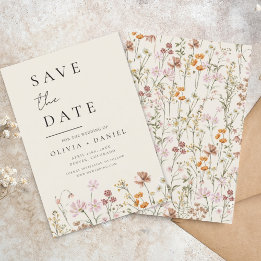 Wildblumen Beige Boho Save the Date Minimalistisch
