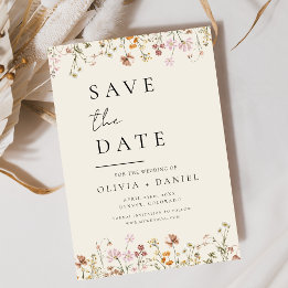 Wildblumen Beige Boho Save the Date Minimalistisch