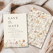 Wildblumen Beige Boho Save the Date Minimalistisch