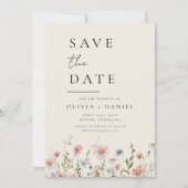 Wildblumen Beige Boho Save the Date Minimalistisch (Vorderseite)