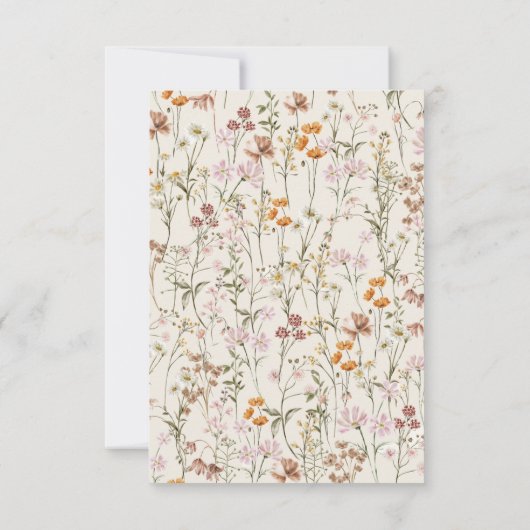 Wildblumen Beige Boho Save the Date Minimalistisch (Rückseite)