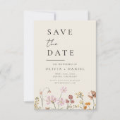 Wildblumen Beige Boho Save the Date Minimalistisch (Vorderseite)