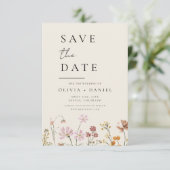 Wildblumen Beige Boho Save the Date Minimalistisch (Stehend Vorderseite)