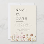 Wildblumen Beige Boho Save the Date Minimalistisch (Vorderseite)