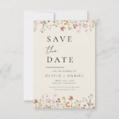 Wildblumen Beige Boho Save the Date Minimalistisch (Vorderseite)