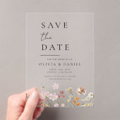 Wildblumen Beige Boho Save the Date Minimalistisch Acryleinladungen (Insitu (Handheld))