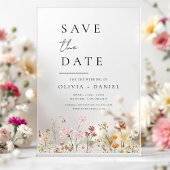Wildblumen Beige Boho Save the Date Minimalistisch Acryleinladungen