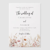 Wildblumen beige cremefarbene Hochzeit Pergament Einladungen (Vorderseite)