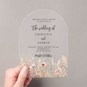 Wildblumen Beige cremefarbene, rosa Hochzeitsbogen Acryleinladungen (Insitu (Handheld))