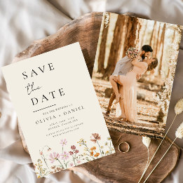 Wildblumen Beige Foto Boho Save the Date