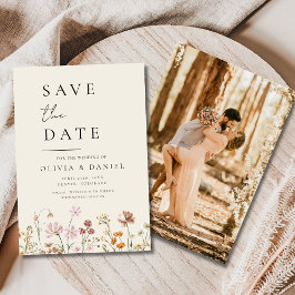 Wildblumen Beige Foto Boho Save the Date