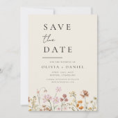 Wildblumen Beige Foto QR-Code Save the Date (Vorderseite)
