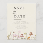 Wildblumen Beige Foto QR-Code Save the Date (Vorderseite)