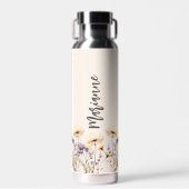 Wildblumen Beige individuelle Name-Skript Trinkflasche (Vorne)