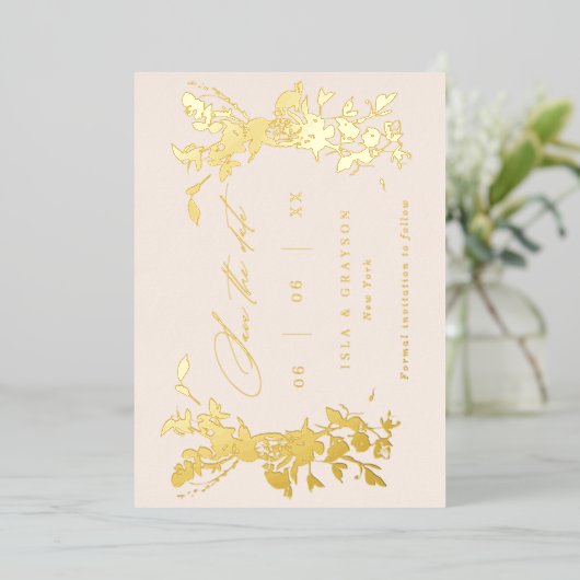 Wildblumen beim Hochzeitsfeiern speichern das Datu Folieneinladung (Stehend vorne)