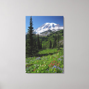 Wildblumen beim Mount Rainier Leinwanddruck