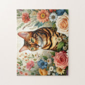 Wildblumen-Bengalkatze Puzzle (Vertikal)