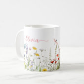 Wildblumen Benutzerdefinierter Skriptname Kaffeetasse (Vorderseite Links)