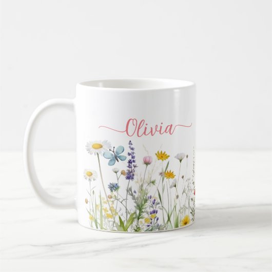 Wildblumen Benutzerdefinierter Skriptname Kaffeetasse (Links)